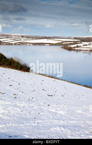 Drift-Reservoir; Schnee; Cornwall Stockfoto