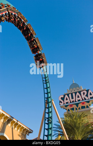 Sahara Hotel und Casino mit Achterbahn, Las Vegas, Nevada, USA Stockfoto