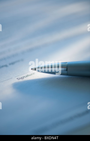 Stift und Signatur Linie Stockfoto