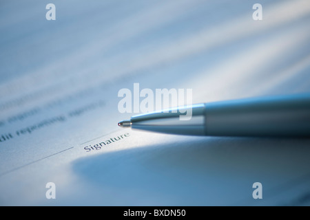 Stift und Signatur Linie Stockfoto