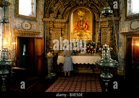 Die vergoldeten Innenraum der Kapelle Nossa Senhora da Esperança in Ponta Delgada auf der Insel São Miguel auf den Azoren Stockfoto