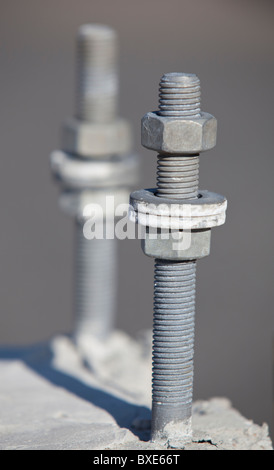 Bolzen, Mutter und Scheiben bei closeup Stockfoto