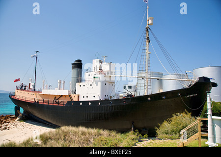 Die Walfänger Cheynes IV jetzt ein Museum Schiff in Wal-Welt in der Nähe von Albany Western Australia mit Lagertanks Stockfoto