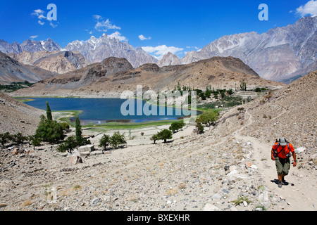 Pakistan - Karakorum - Hunza-Tal - Passu - Borith See und die Berge Stockfoto