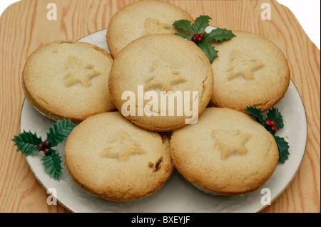 Teller mit Mince pies Stockfoto