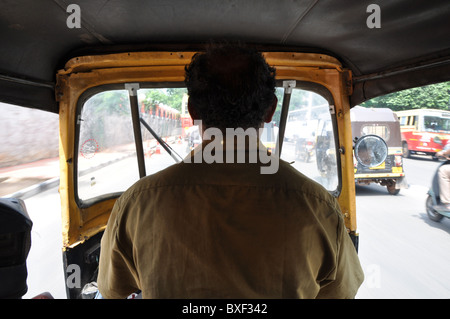 Blick von innen eine Autorikscha in Trivandrum Kerala Indien Asien Stockfoto