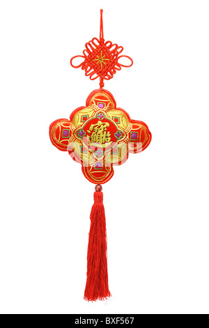 Chinesisches Neujahr-Ornament auf weißem Hintergrund Stockfoto