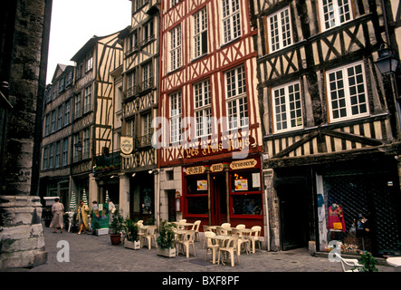 Les Trois Roys Restaurant, Rue de Martainville, der Stadt von Rouen, Haute-Normandie, Frankreich Stockfoto