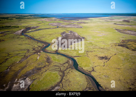 Luftaufnahme der iSimangaliso Wetland Park zeigt die Feuchtgebiete am Nordende des Lake St. Lucia Stockfoto