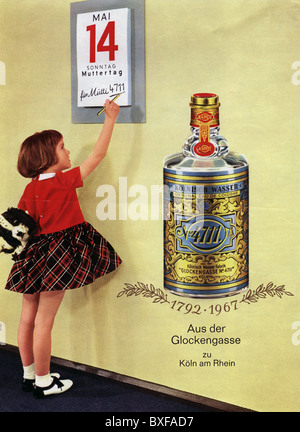 Werbung, Kosmetik, Parfüm, Werbung für Nr. 4711 Eau de Cologne, aus der Zeitschrift 'Bunte Illustrierte', Deutschland, um 1967, Additional-Rights-Clearences-not available Stockfoto