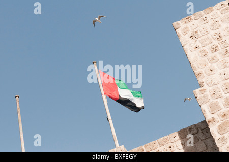 Die Nationalflagge in Dubai Stockfoto