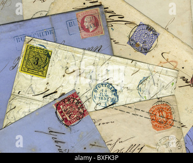 Post, Briefmarken, Deutschland, um 1852 - 1865, Additional-Rights-Clearences-not available Stockfoto