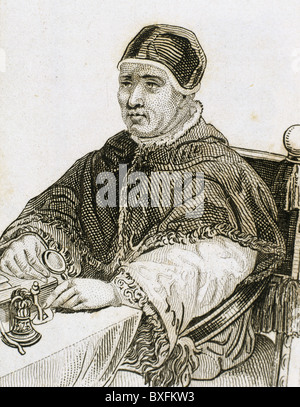 Leo X (1475-1521). Florentiner Papst (1513-21), namens Giovanni de ' Medici. Sohn von Lorenzo de ' Medici, dem prächtigen. Gravur. Stockfoto