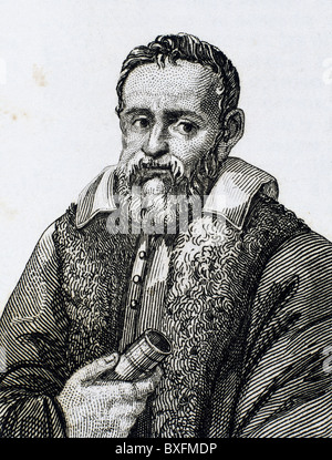 Galileo Galilei (1564-1642). Italienischer Mathematiker, Physiker und Astronom. Gravur. Stockfoto