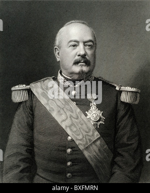 Porträt von François Achille Bazaine (1811-1888) Französischer Militäroffizier, französischer General und Marschall von Frankreich (c19th Engraving) Porträt. Vintage Illustration oder Gravur Stockfoto