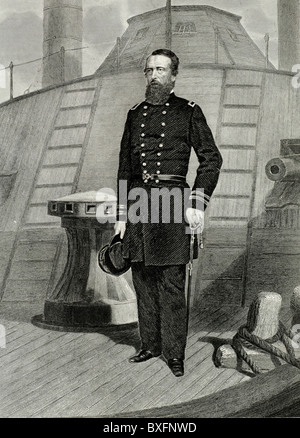 Ganzkörperporträt von David Dixon Porter (1813-1891) Admiral, Navy, Naval Officer und Naval Hero der USA oder der USA während des amerikanischen Bürgerkrieges. Vintage Illustration oder Gravur Stockfoto