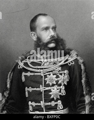 Porträt von Kaiser Franz Joseph I. von Österreich (1830-1916) oder Franz Joseph. Kaiser von Österreich, König von Böhmen & König von Ungarn c19. Gravur oder Vintage Illustration Stockfoto