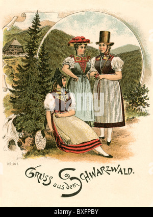 Tradition / Folklore, Deutschland, Postkarte 'Gruss aus dem Schwarzwald', 1897, Zusatzrechte-Abfertigung-nicht vorhanden Stockfoto