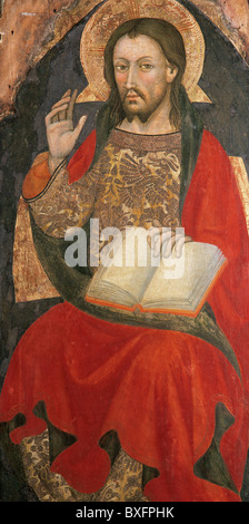 Luis Borrassa (c. 1360-1426). Altarbild des Heiligen Petrus. Christus Pantokrator. Kirche der Heiligen Maria von Terrassa. Katalonien. Spanien. Stockfoto