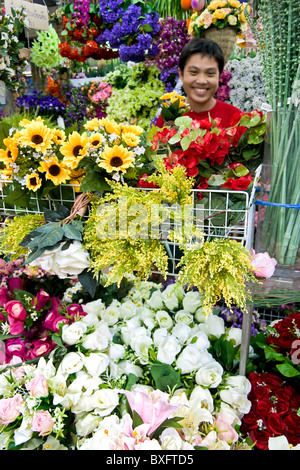 Schnittblumen zum Verkauf an Wochenendmarkt Chatuchak, Bangkok, Thailand. Stockfoto