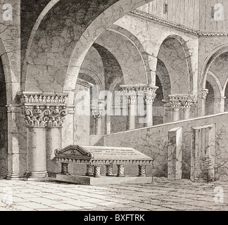 Grab von Godfrey de Boullon, gab es c 1060-1100, als es in der Kirche des Heiligen Grabes, Jerusalem. Grab ist nun zerstört. Stockfoto