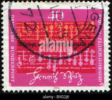 Deutschland-ca. 1972: eine Briefmarke gedruckt in Deutschland, deutscher Komponist und Organist Heinrich Schuts, ca. 1972 zu Ehren Stockfoto