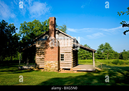 Robert Scruggs Blockhütte (ca. 1828), Cowpens National Battlefield Park, South Carolina. Stockfoto