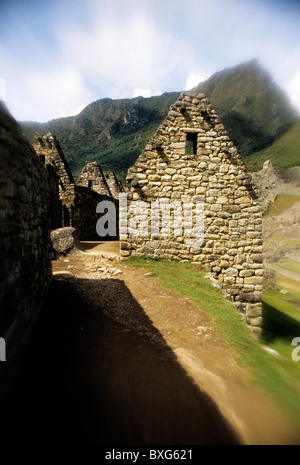 Gebäude des industriellen Sektors bei der UNESO Welt Erbe Inka Ruinen von Machu Picchu-Sacred Valley, Peru. Stockfoto