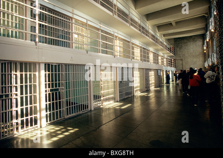 Zellen im Blockhaus, Alcatraz Island. Stockfoto