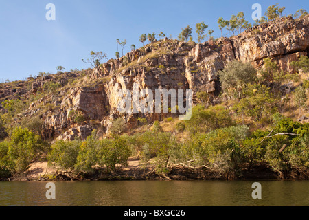 Sandstein-Klippen im Nitmiluk National Park, Kathertine, Katherine Gorge, Northern Territory Stockfoto