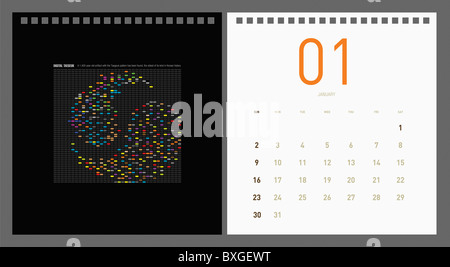 2011 Januar Kalender im koreanischen Bilder Stockfoto