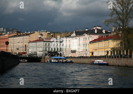 Russland, Sankt Petersburg. Moyka Fluss. Stroganow-Palast Stockfoto