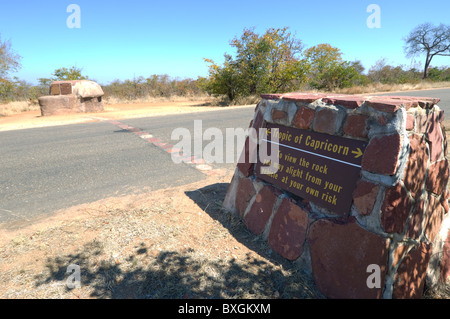 Wendekreis des Steinbocks Kruger Nationalpark in Südafrika Stockfoto