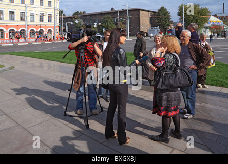 Jaroslawl, Russland - 11. SEPTEMBER: Feier des Jahrtausends Jaroslawl, Russland, 11. September 2010. Das Interview auf Stadt str Stockfoto