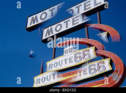 Vintage Neon Route 66 Motel Sign, Kingman, AZ, USA Stockfoto