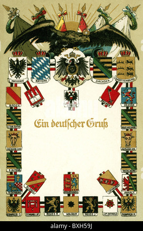 Heraldik, Wappen, Deutsches Reich, nationale Embleme, Bundeswappen, Deutschland, um 1899, Zusatz-Rechteklärung-nicht vorhanden Stockfoto