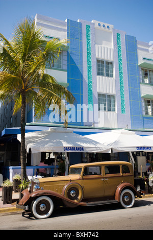 Oldtimer Packard 1932 Classic Limousine Automobil von Casablanca am Ocean Drive, South Beach, Miami, Florida, USA Stockfoto