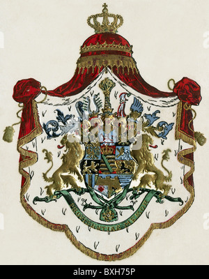 Heraldik, Wappen, königliches Wappen des sächsischen Königreiches, Deutschland, 1903, Zusatz-Rechte-Clearenzen-nicht lieferbar Stockfoto