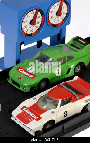 Spielwaren, Spielzeugautos, Carrera-Rennstrecke, Porsche-Rennwagen, Deutschland, um 1978, zusätzliche-Rights-Clearences-nicht verfügbar Stockfoto