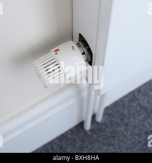 Thermostat am Heizkörper Stockfoto