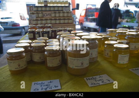 Honig in Gläsern Mercato di Sant'Ambrogio Markt zentrale Florenz (Firenze) Tuscany Italien Mitteleuropa Stockfoto