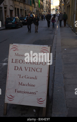 Museo Museum Leonardo da Vinci Zeichen Florenz (Firenze) Tuscany Italien Mitteleuropa Stockfoto