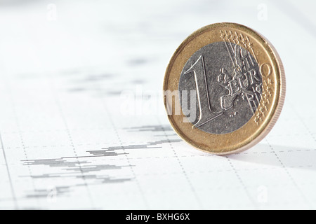 Business-Diagramm zum Finanzbericht mit Münzen Stockfoto