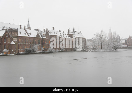 Niederländischen Parlament Binnenhof, Winter Schnee, den Haag, Niederlande, Holland, Europa Stockfoto