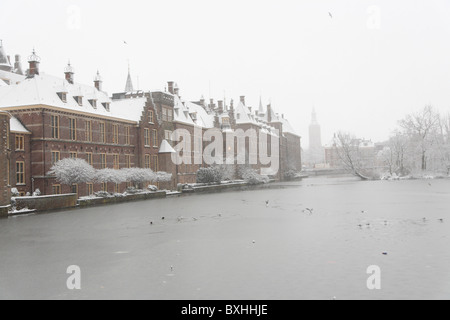 Niederländischen Parlament Binnenhof, Winter Schnee, den Haag, Niederlande, Holland, Europa Stockfoto