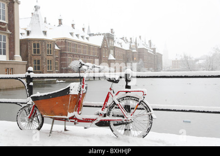 Niederländischen Parlament Binnenhof, Winter Schnee, den Haag, Niederlande, Holland, Europa Stockfoto