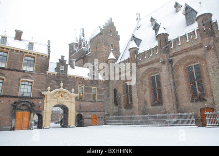 Niederländischen Parlament Binnenhof, Winter Schnee, den Haag, Niederlande, Holland, Europa Stockfoto