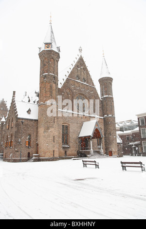 Der Rittersaal, niederländische Parlament, Binnenhof, Winterschnee, den Haag, Niederlande, Holland, Europa Stockfoto