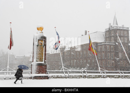 Niederländischen Parlament Binnenhof, Winter Schnee, den Haag, Niederlande, Holland, Europa Stockfoto