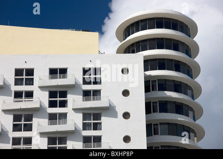 Art-Deco-Architektur an der Royal Palm Hotel, South Beach, Miami, Florida, Vereinigte Staaten von Amerika Stockfoto